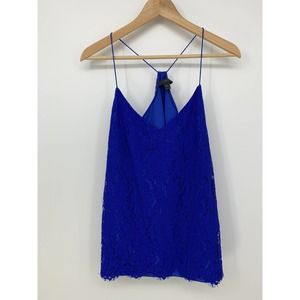 J.Crew Womens 10T Tall Carrie Cami Royal Blue Lace Sleeveless Racerback Tank Top